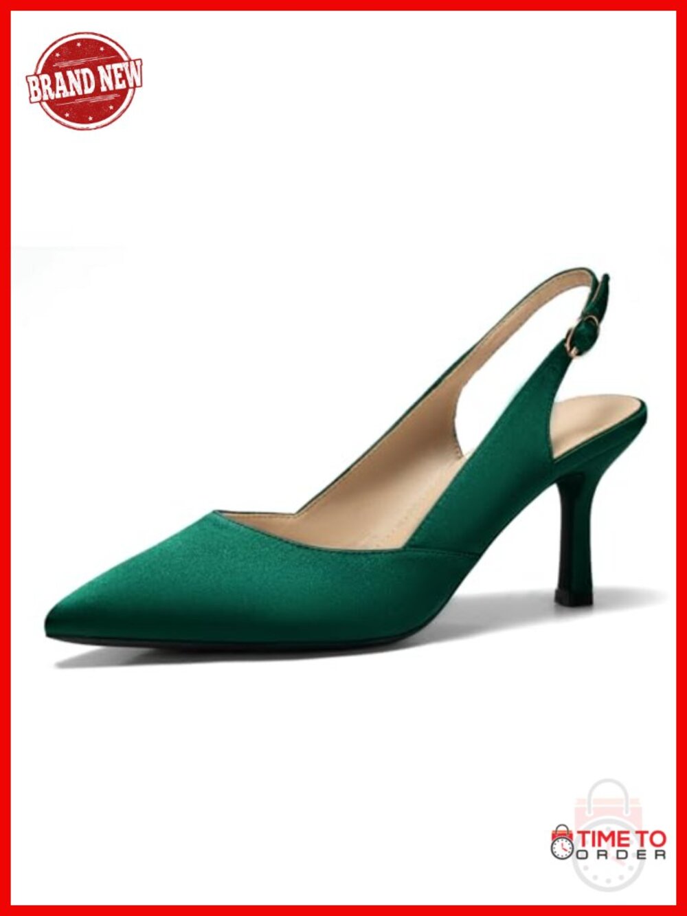 Womens Slingback Kitten Heels Closed Pointed Toe Pumps Dress Shoes